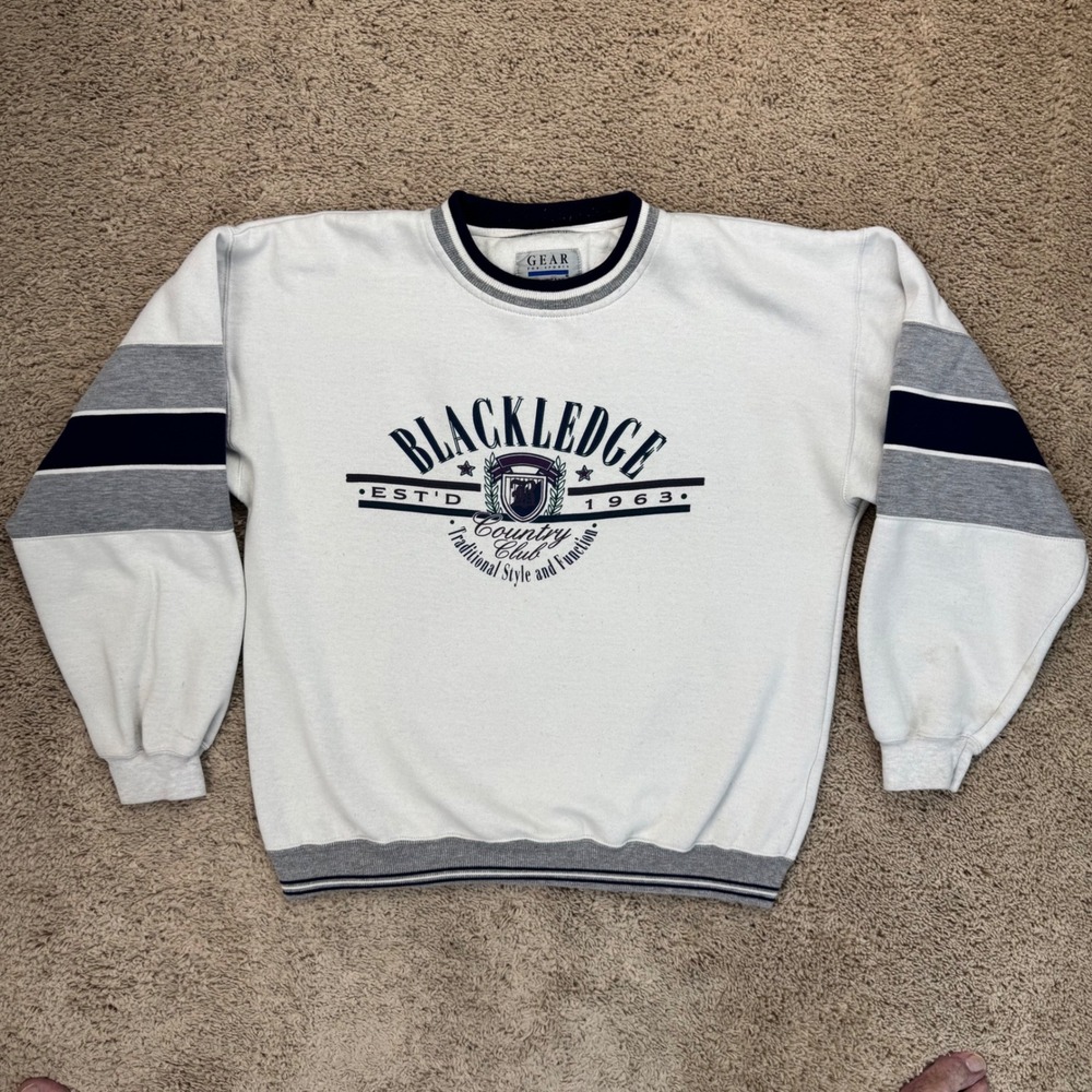 Vtg Blackledge Country Club Sweatshirt‎ Gear for Sports Mens L White Arched Logo